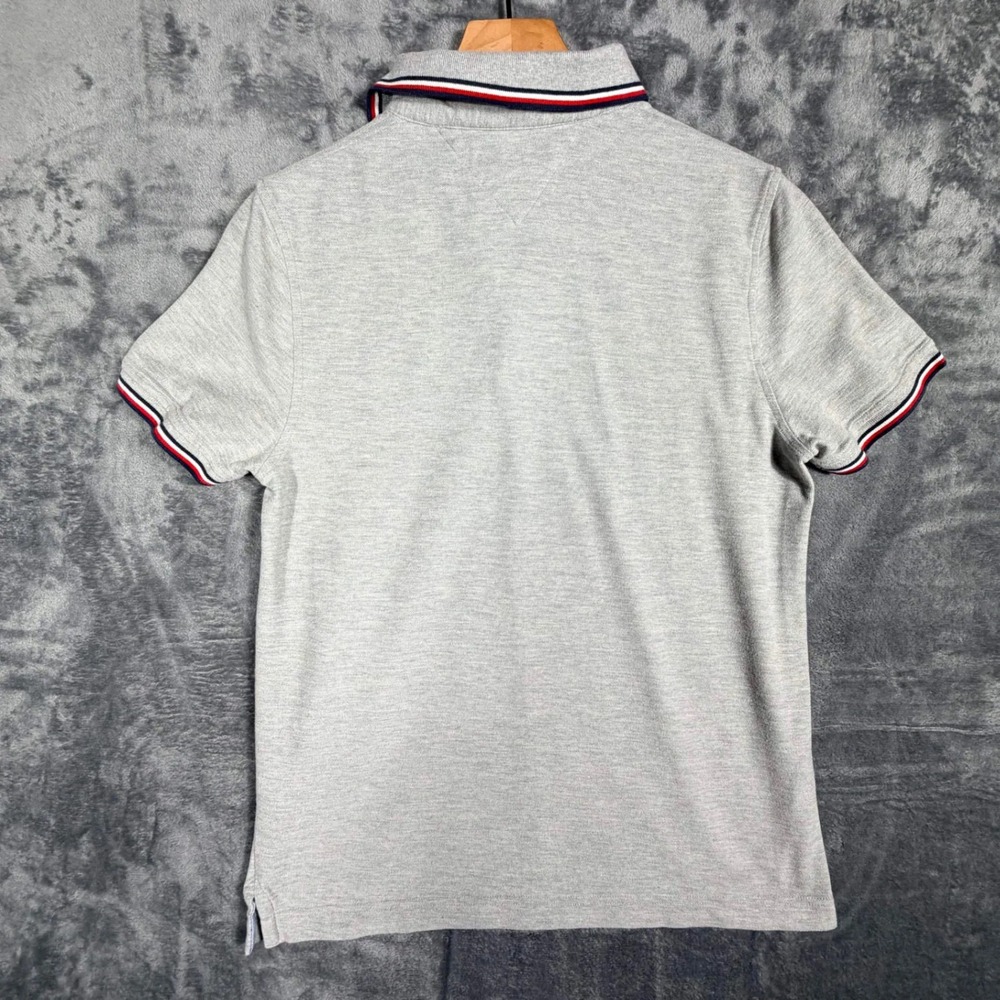 Tommy Hilfiger Mens Polo Shirt M Gray Short Sleeve Tipped Collar Logo - Picture 5 of 7